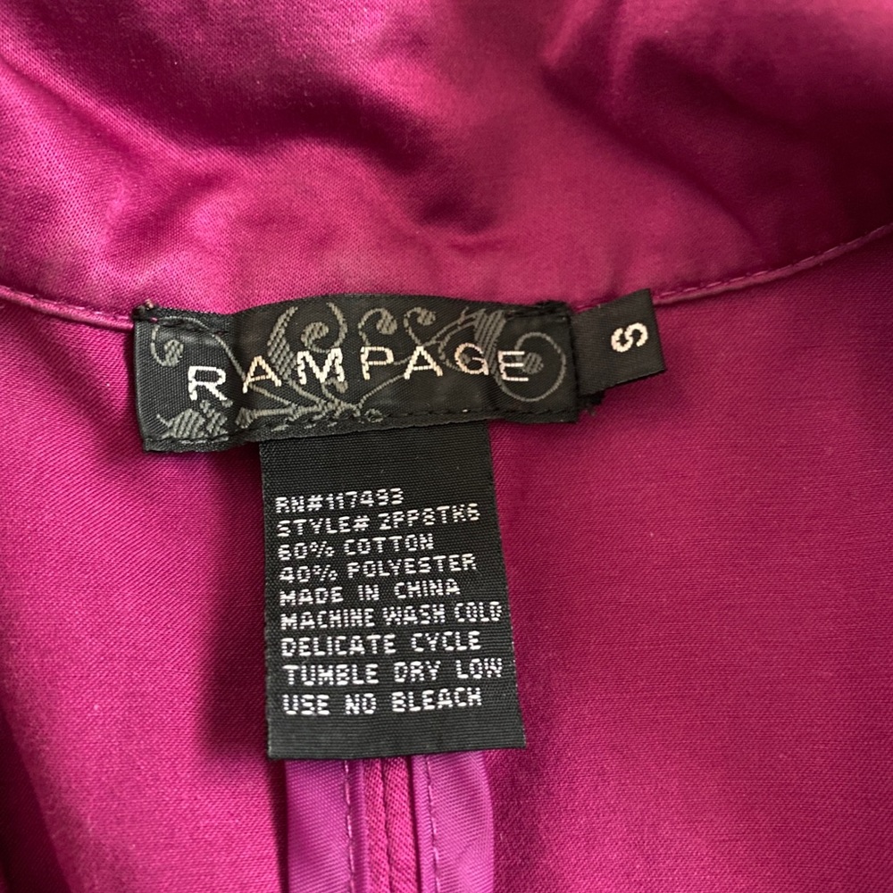 Magenta/Fuchsia Rampage Ruffle Trench Coat - Picture 2 of 5
